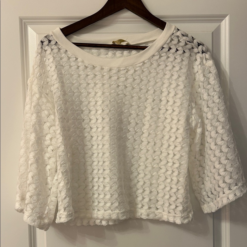 Magnolia White Textured Crop Top